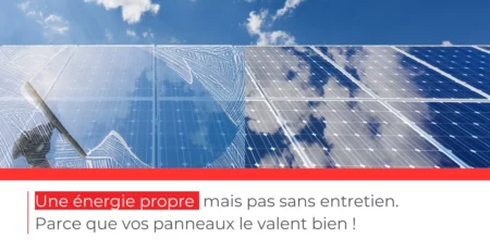 Technicien STG Energy effectuant l’entretien de panneaux photovoltaïques en Suisse romande