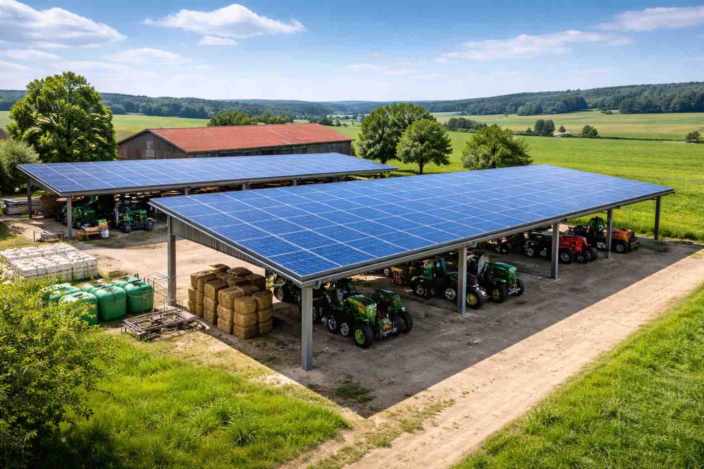Ombrières photovoltaïques sur exploitation agricole