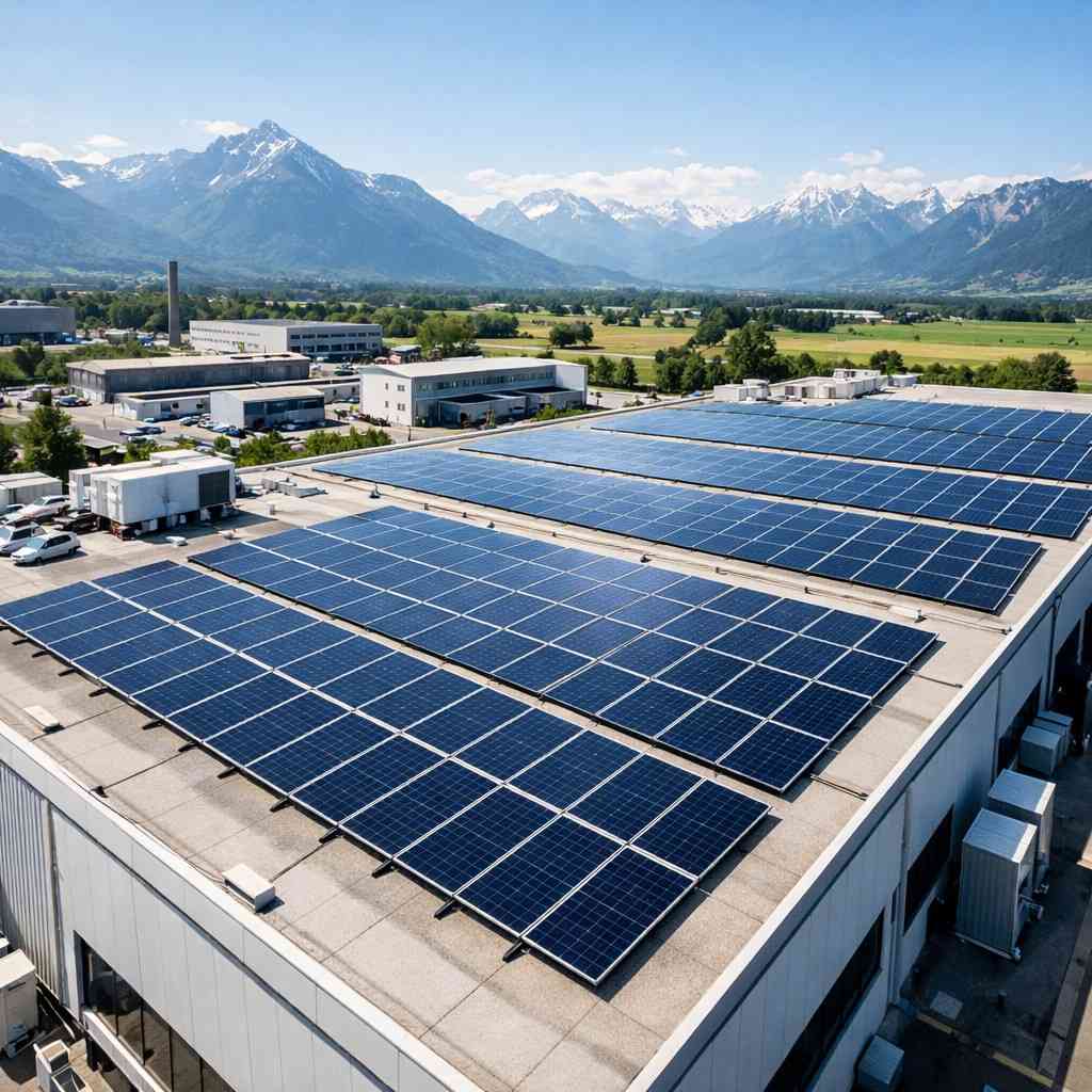 Installation photovoltaïque en toiture sur bâtiment industriel