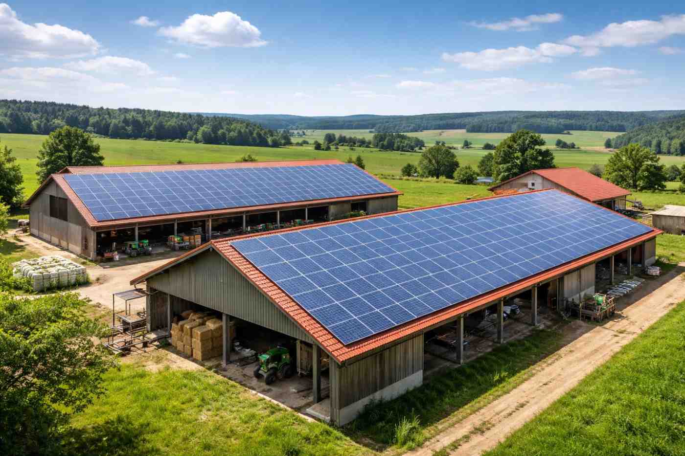 Installation photovoltaïque sur toiture de bâtiment agricole