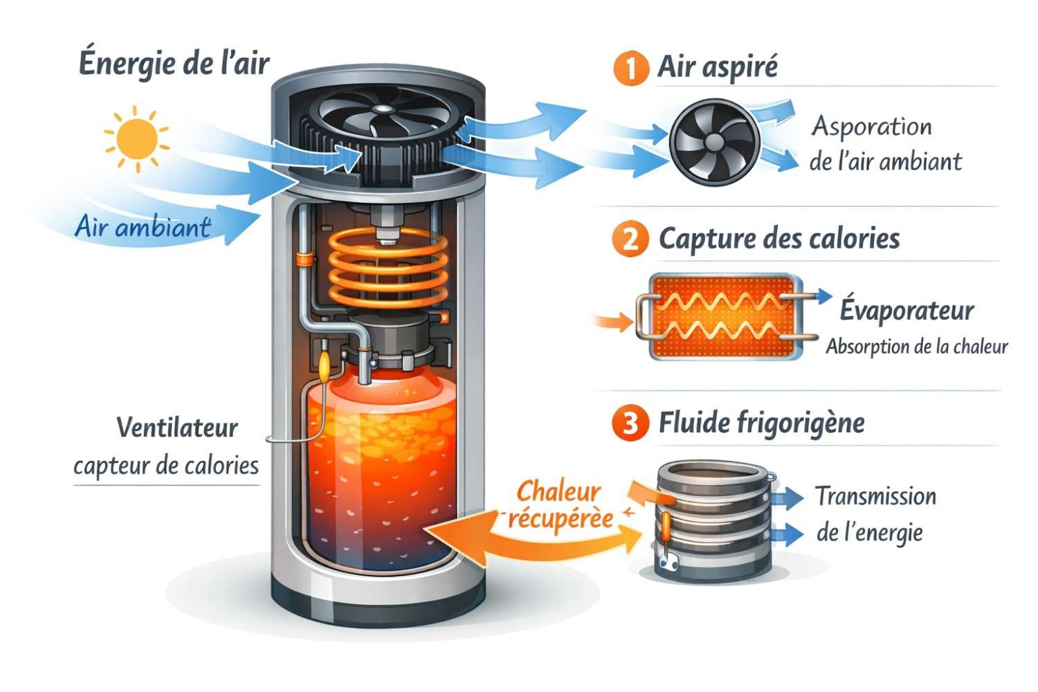 Aspiration de l’air par un boiler thermodynamique